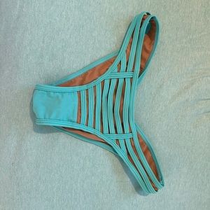 Beach Bunny Hard Summer Bikini Bottom Aqua Sz M
